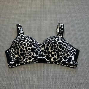 Cacique Intimates Full Coverage Bra 42C Black White Leopard Print Wireless
